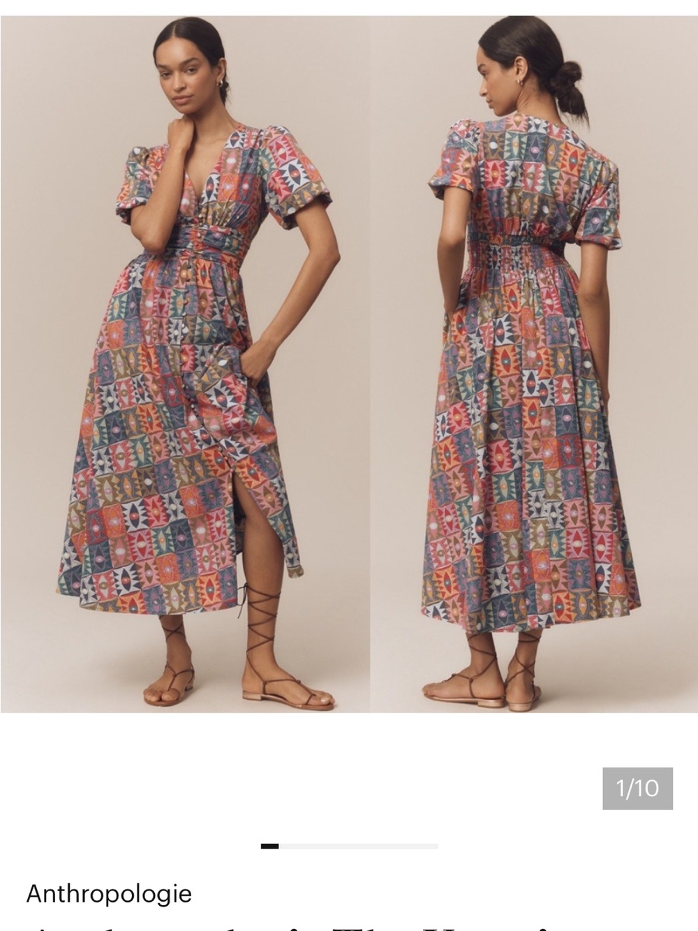Anthropologie Multicolor Patchwork Midi Dress